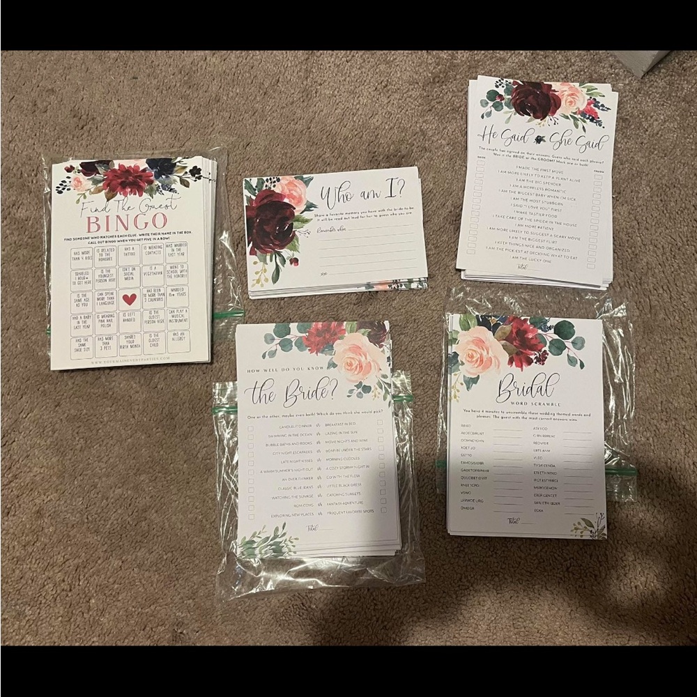 Floral Bridal Shower Game Set
